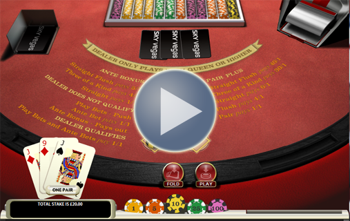 Play 3 Card Poker at Sky Bingo